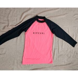 Rip Curl Girls Sz 14 Hot Pink Long Sleeve Performance Fit Surf Swim Tankini Top